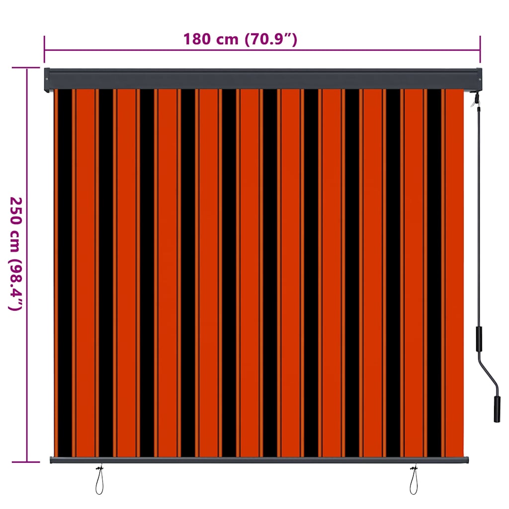 Outdoor Roller Blind Orange and white 180 x 250 cm Fabric